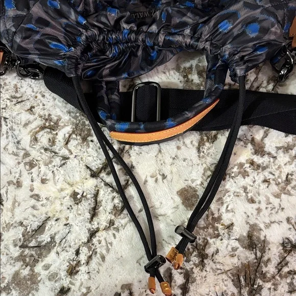 MZ Wallace Quilted Black and Blue Leopard Tote/ Crossbody - Picture 10 of 11
